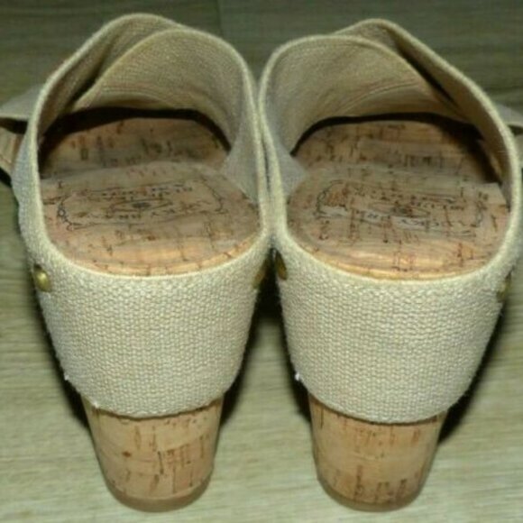 Lucky Brand Miller Tan Nailhead Cork Wedge Sandals - Picture 4 of 9